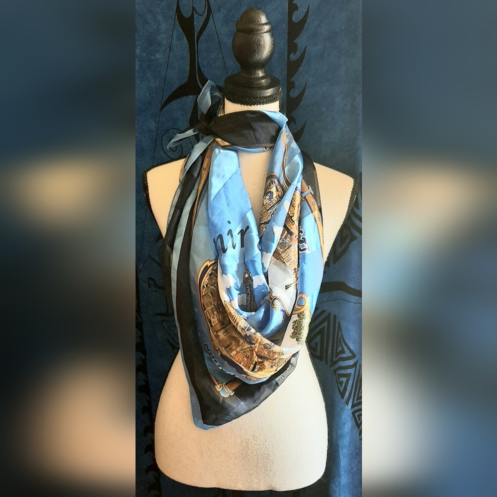 Elegant Blue and Black Scarf